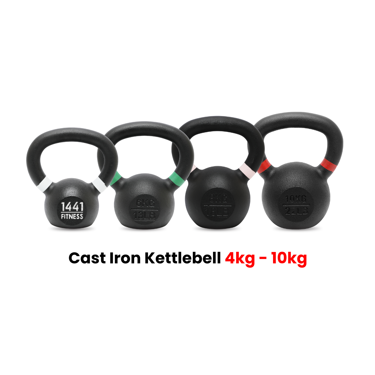 1441 Fitness Powder Coated Kettlebell 4 Kg to 10 Kg - Bundle Offer