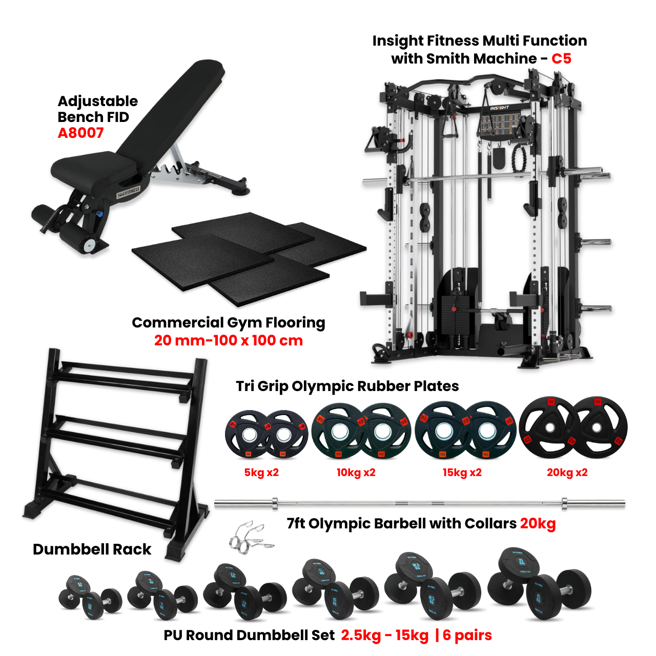 1441 Fitness Insight Fitness C5 Smith Machine Home Gym Bundle - PRO6