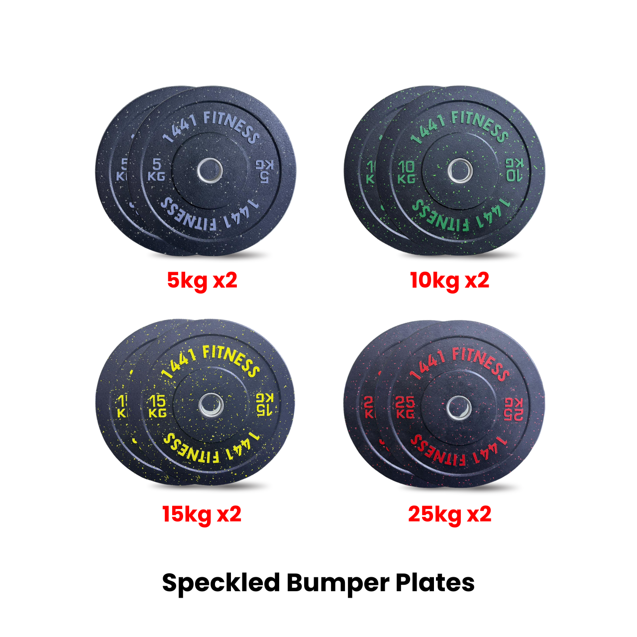 1441 Fitness Speckled Bumper Plates Combo - 110 Kg Set - Bundle Offer