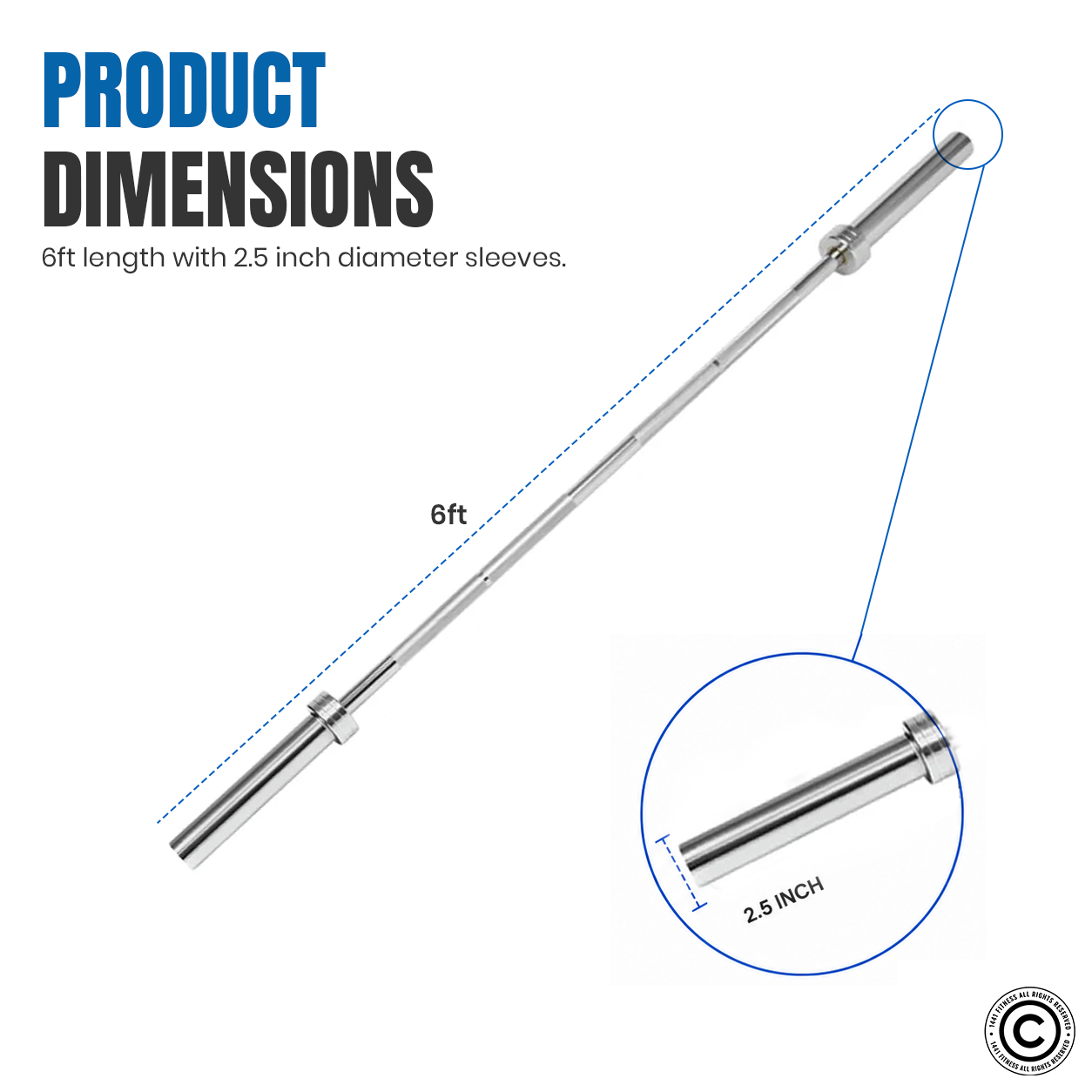 1441 Fitness 6 Ft Olympic Bar with Collars - 15 Kg