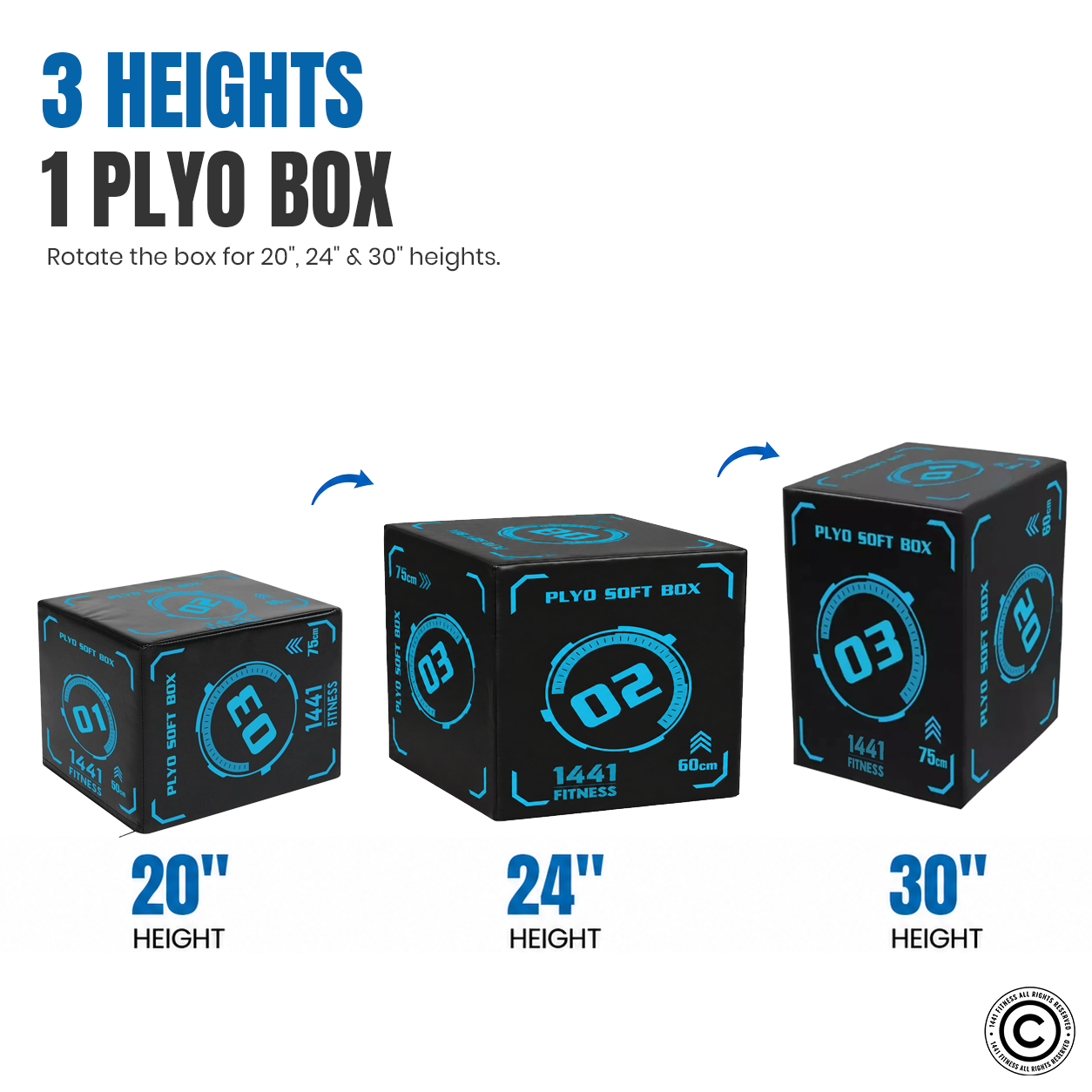 1441 Fitness 3 in 1 Foam Premium Plyometric Box
