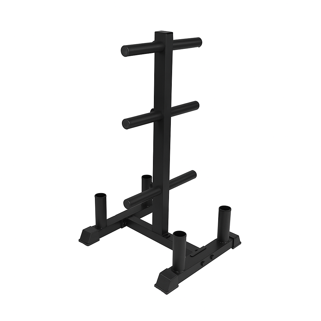 1441 Fitness Olympic Plate Rack with Four Bar Holder - Black