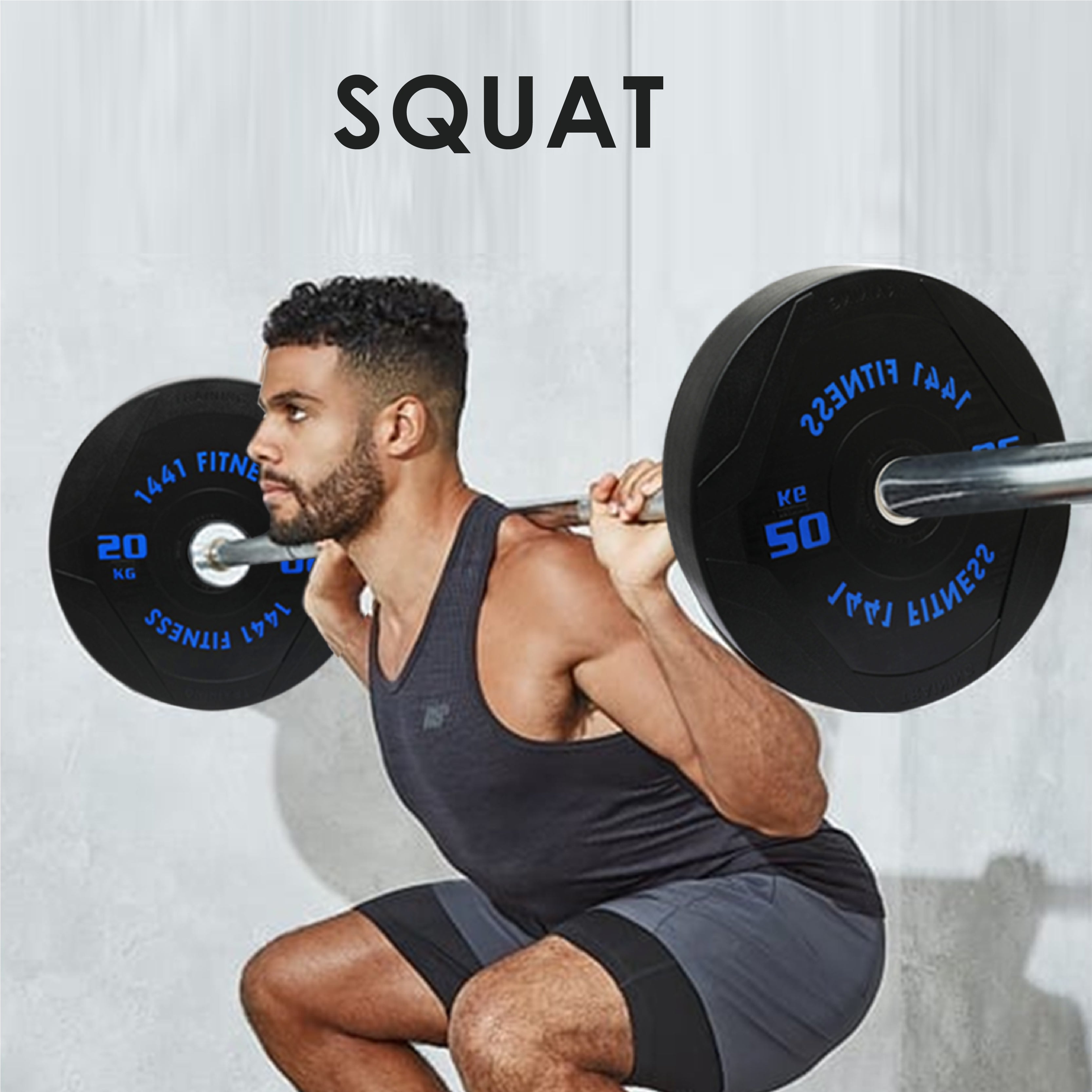 1441 Fitness PU Black Rubber Bumper Plates - 5 to 25 KG | Per Piece