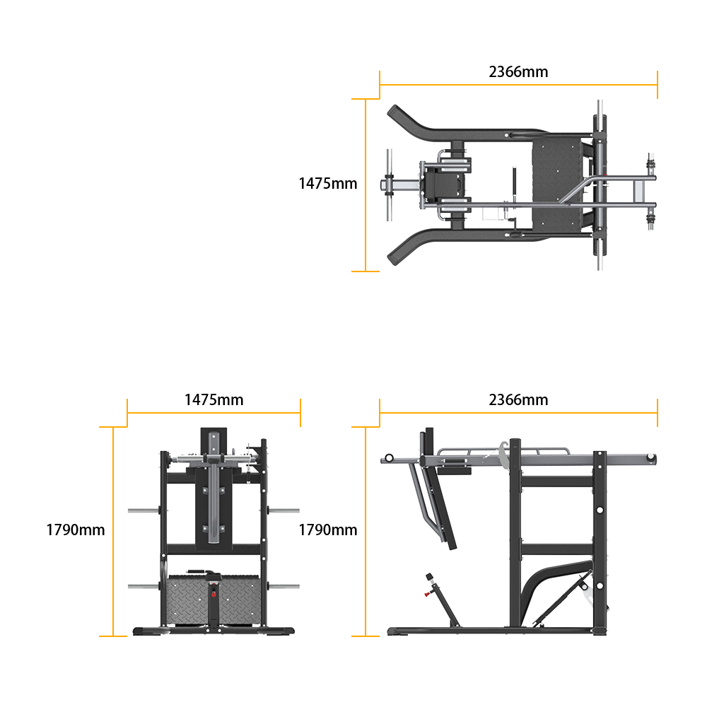Insight Fitness Pendulum Squat - SH033 with adjustable height settings and a weight plate storage area.