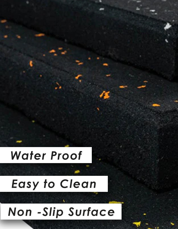 Commercial Gym Flooring 100 x 100 (cm) - 20 mm Thickness - Speckled Orange