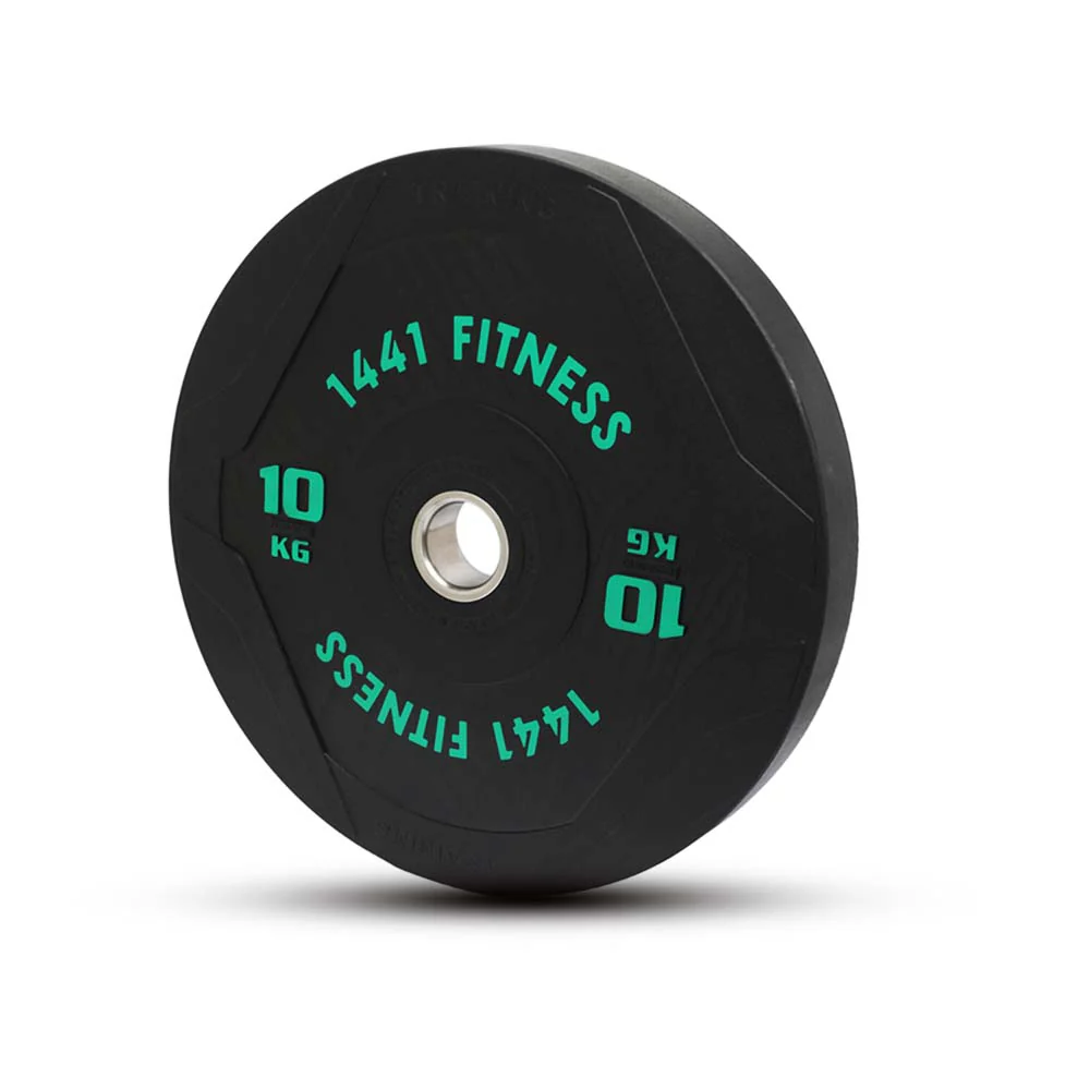 1441 Fitness PU Black Bumper Plates with 7 Ft Bar - 80 Kg Set - Bundle Offer