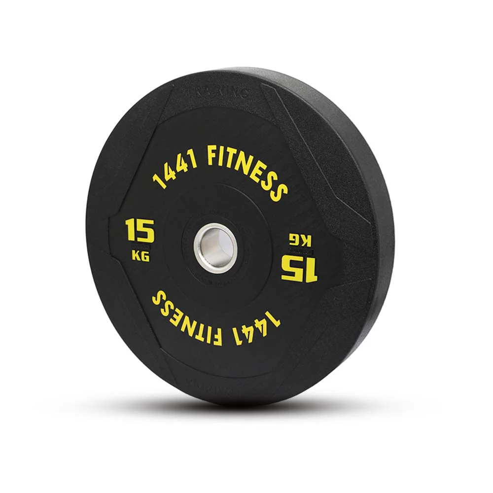 1441 Fitness PU Black Bumper Plates with 7 Ft Bar - 80 Kg Set - Bundle Offer