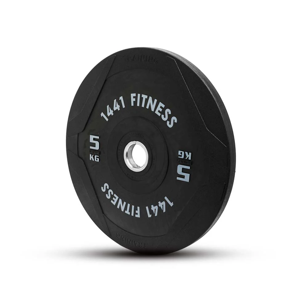 1441 Fitness PU Black Bumper Plates with 7 Ft Bar - 80 Kg Set - Bundle Offer