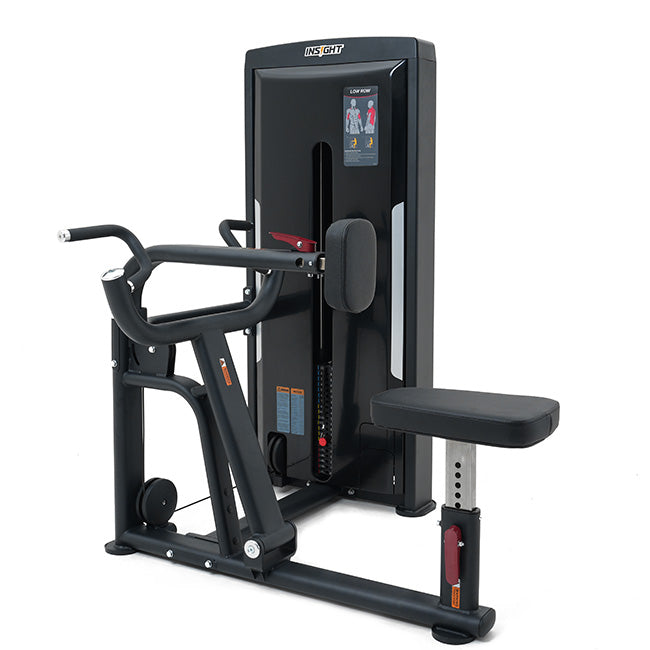 The Insight Fitness Low Row - SA005 with digital display on a white background
