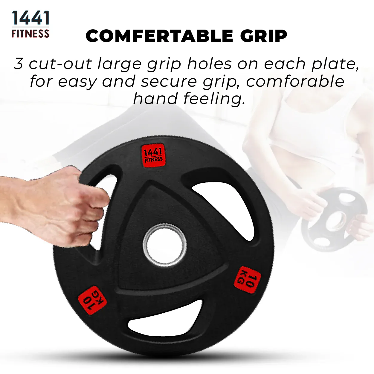 1441 Fitness Tri Grip Plates with 7 Ft Olympic Bar - 80 Kg Set