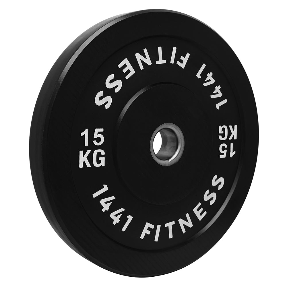 1441 Fitness Black Bumper Plates with 7 Ft Olympic Bar - 120 Kg Set - Bundle Offer