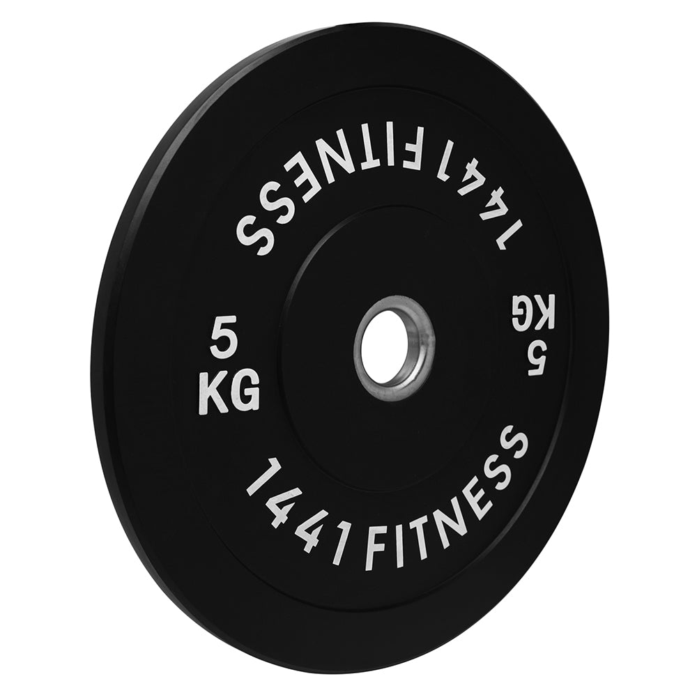 1441 Fitness Black Bumper Plates with 7 Ft Olympic Bar - 120 Kg Set - Bundle Offer