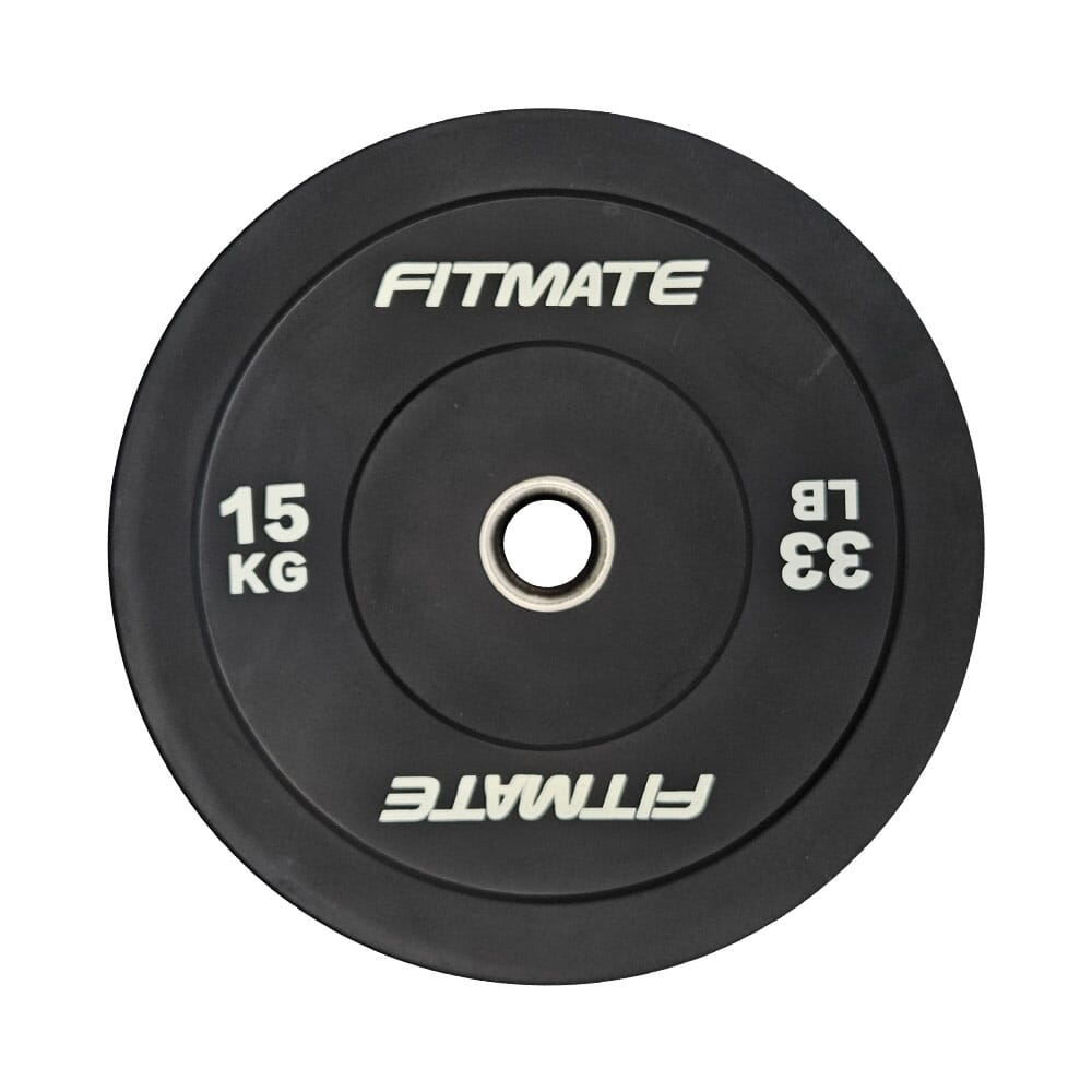 Fitmate Weight Lifting Rubber Bumper Plate Black | 15 Kg