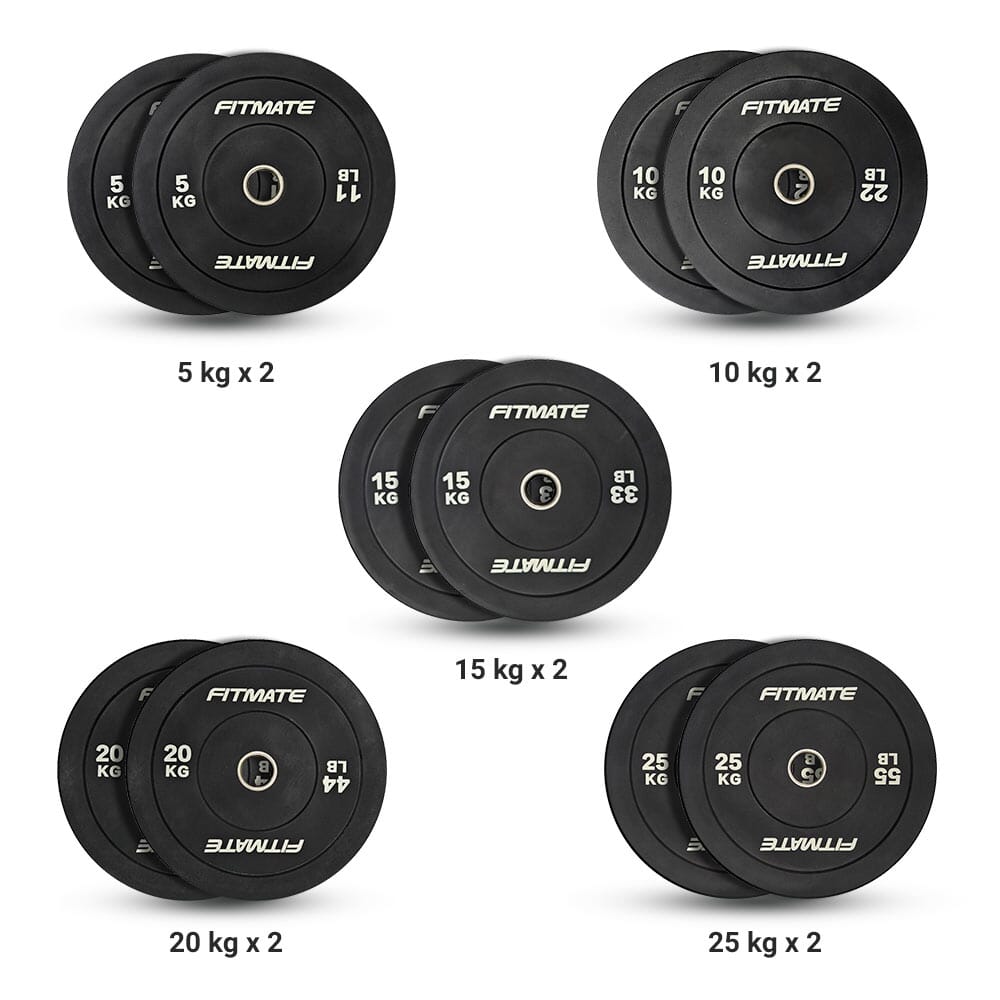 Fitmate Rubber Bumper plate set 5kg - 25kg Pair | Black