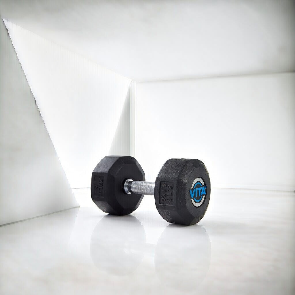 Fitness Rubber Round Dumbbells BLACK & WHITE