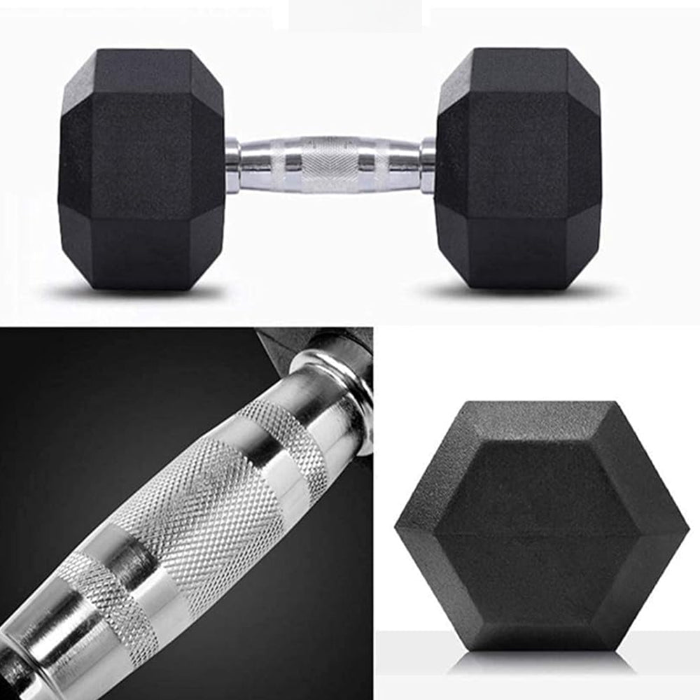 1441 Fitness Rubber Hex Dumbbells Set - 2.5 Kg - 50 Kg ( 20 Pairs ) - Bundle Offer