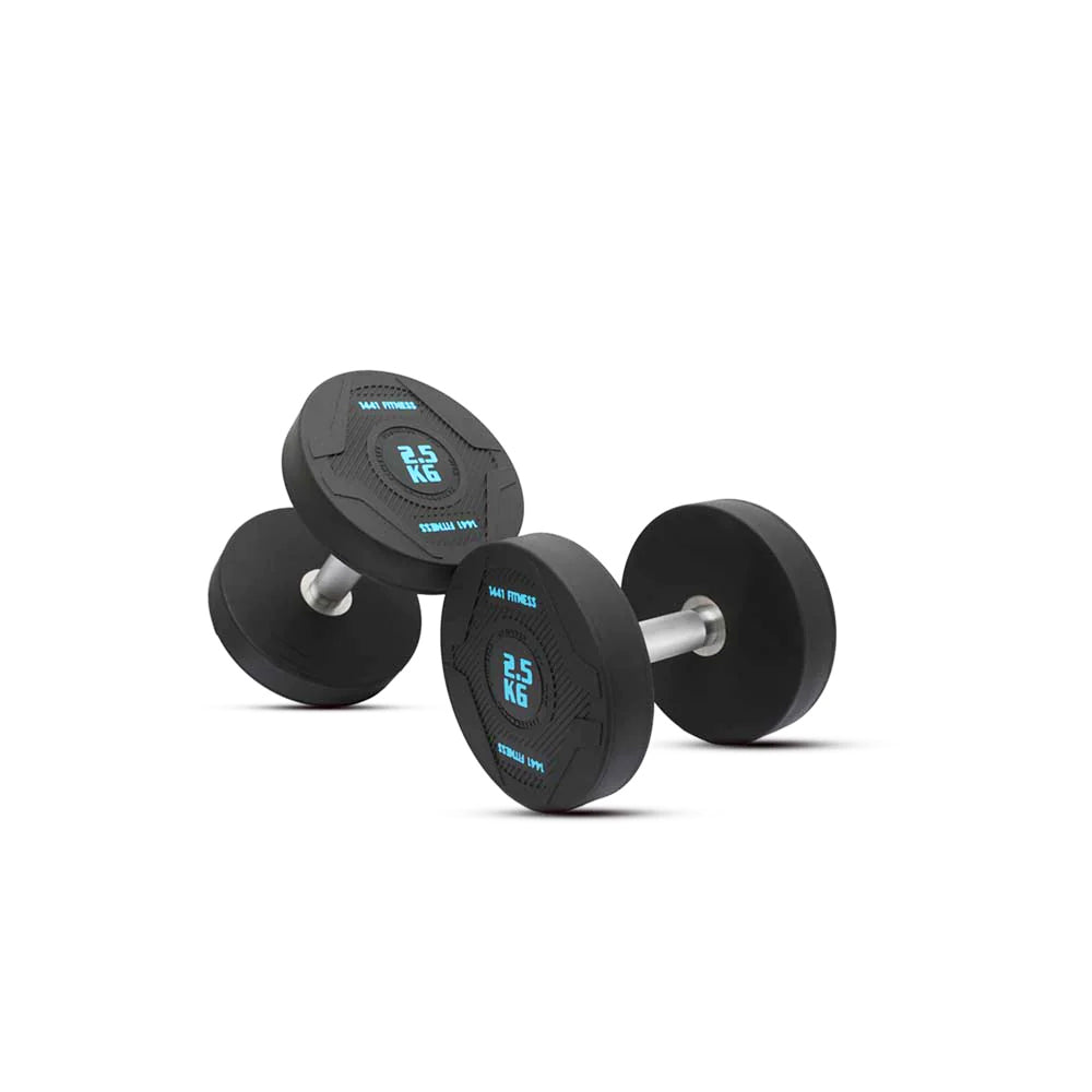 1441 Fitness PU Round Dumbbell Set 2.5 KG to 20 KG with 3 Tier Rack