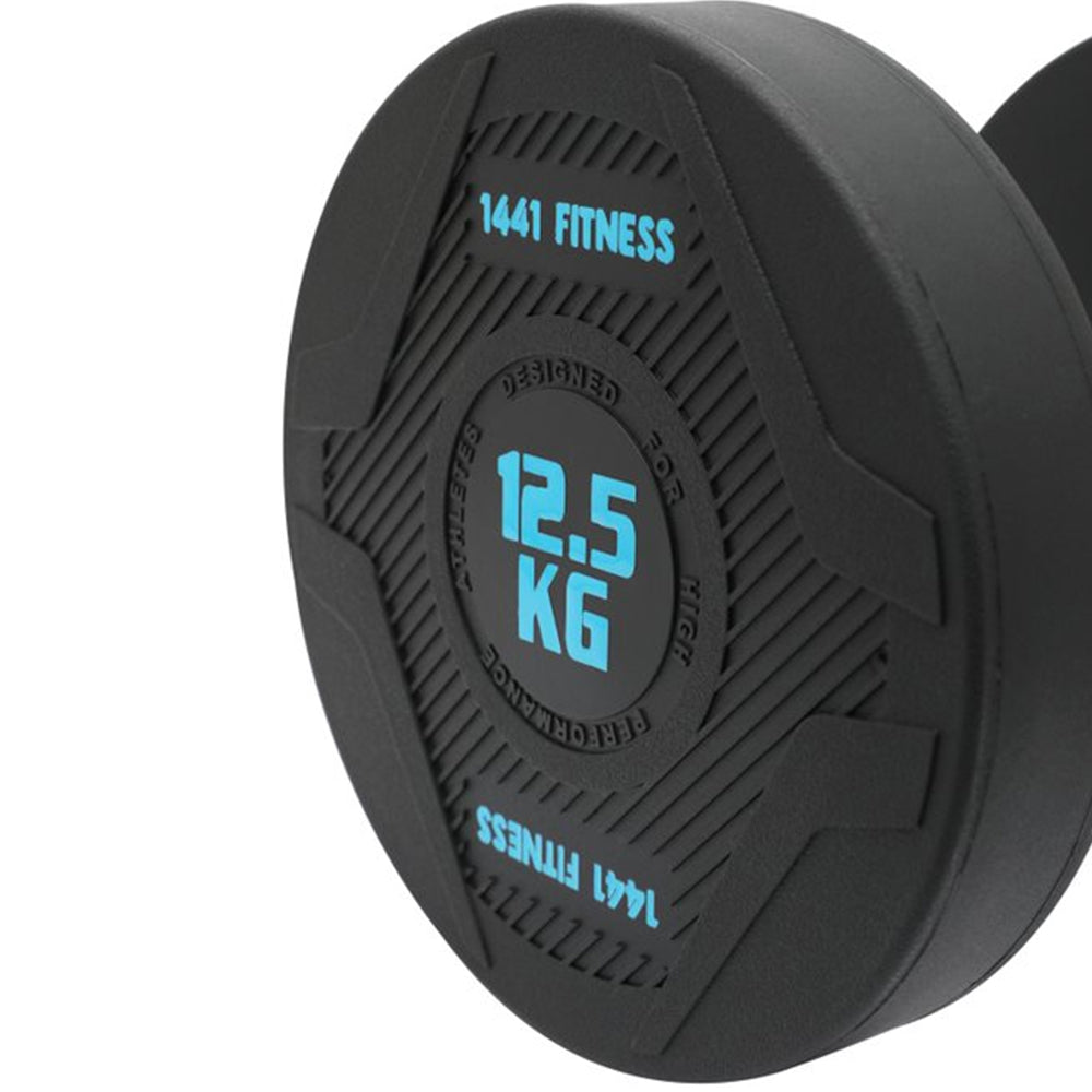 1441 Fitness PU Round Dumbbell Set 2.5 KG to 20 KG with 3 Tier Rack