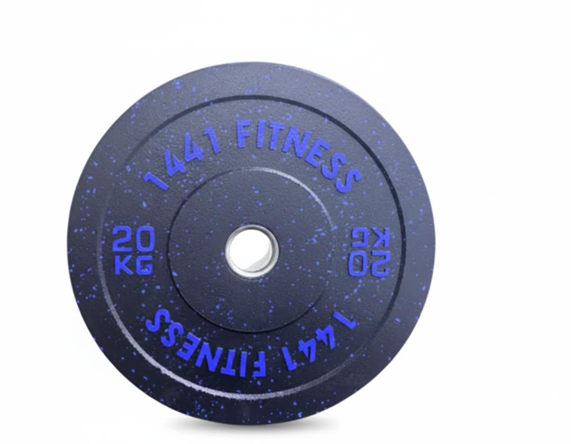 1441 Fitness Speckled Bumper Plates with 7 ft Olympic Bar - 120 Kg Set