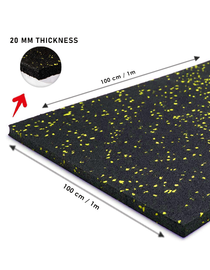 1441 Fitness Commercial Rubber Flooring 20 mm - 100 x 100 CM Speckled Yellow